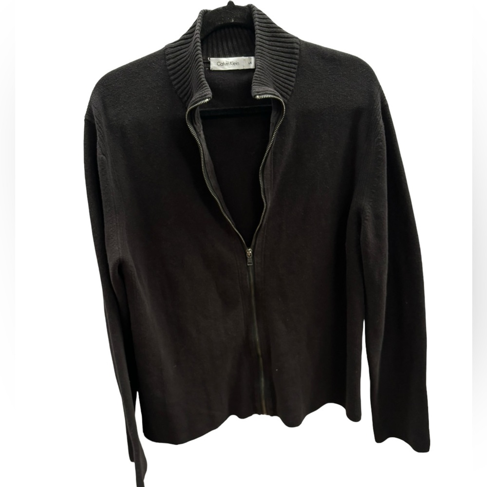 Calvin Klein Men’s‎ Black Full Zip Cardigan Sweater Size Large